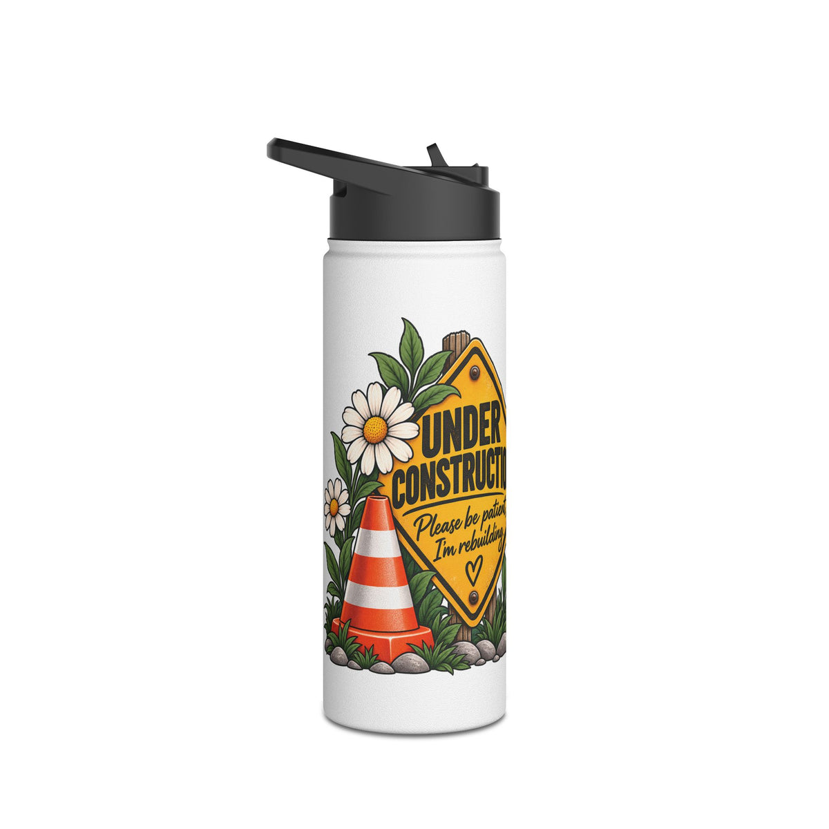 Under Construction — 18 oz Stainless Steel Water Bottle | Still Becoming — Roots Recovery Housing