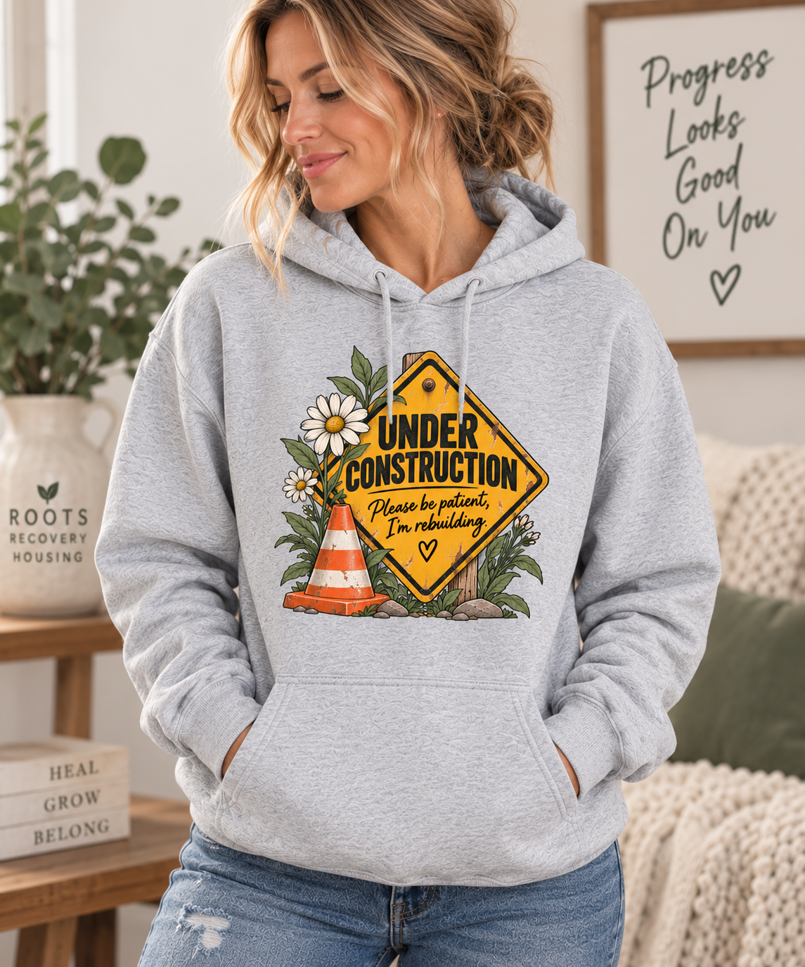 Under Construction  | Still Becoming Unixex Hoodie — Roots Recovery Housing