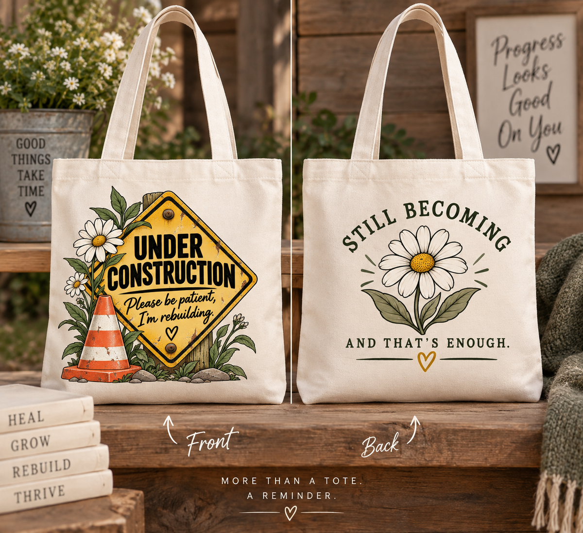Under Construction — Two-Sided Canvas Tote | Still Becoming.