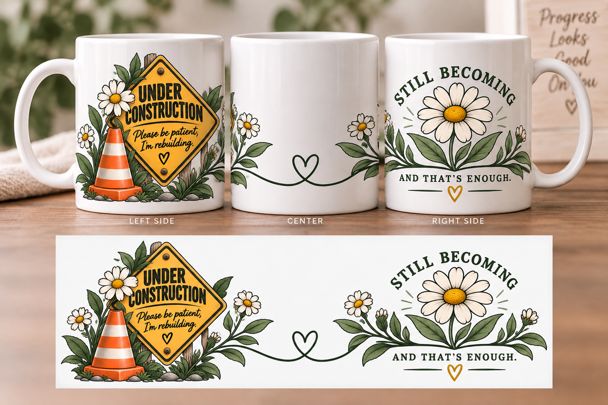 Under Construction — Ceramic Mug | Still Becoming — Roots Recovery Housing