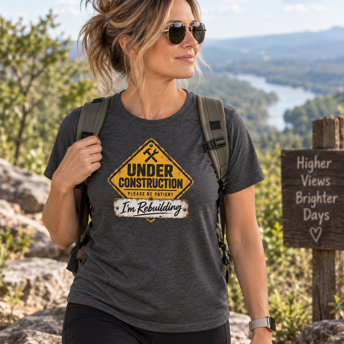 Under Construction — Unisex Tee | I’m Rebuilding — Roots Recovery Housing